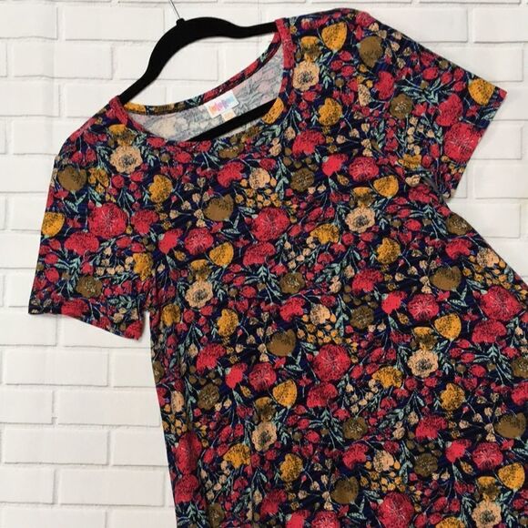 LuLaRoe Carly floral legging material t-shirt dress | Size XXS - Picture 3 of 5